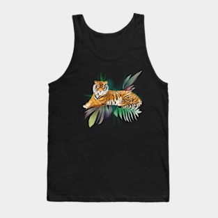 Tiger  and exotic flowers Tank Top